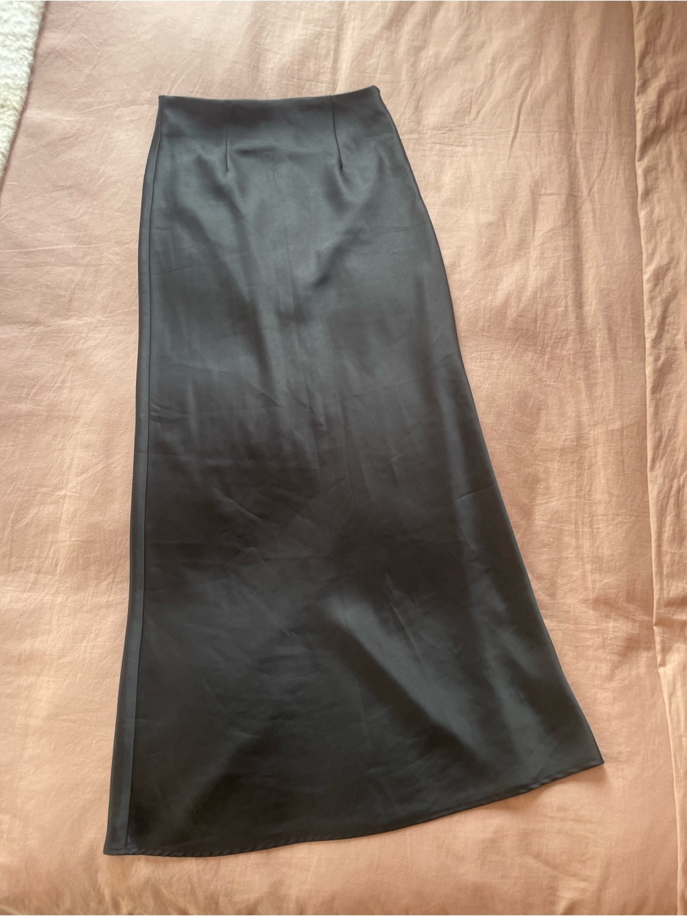 Commense Black Satin Maxi Slip Skirt